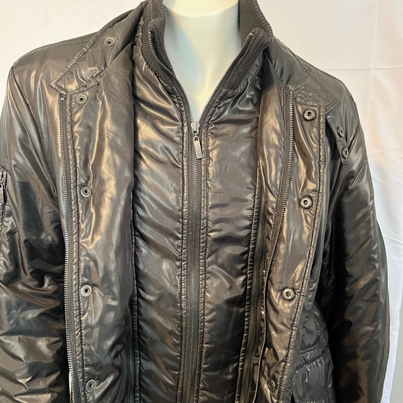 Tallia Mens Size L Black Jacket Coat w/ Zipper 5 Snap & Detachable Collar - Picture 2 of 14